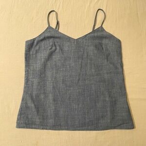 J. Crew Womens‎ Size 2 Chambray V Neck Cami Tank Top Blue Re-imagined Strappy